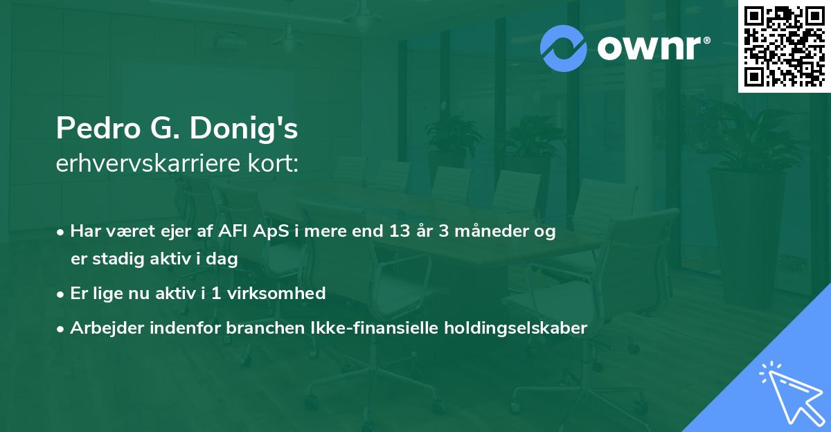 Pedro G. Donig's erhvervskarriere kort
