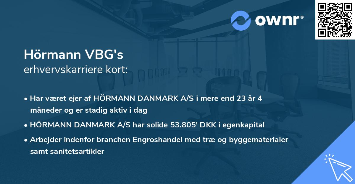 Hörmann VBG's erhvervskarriere kort