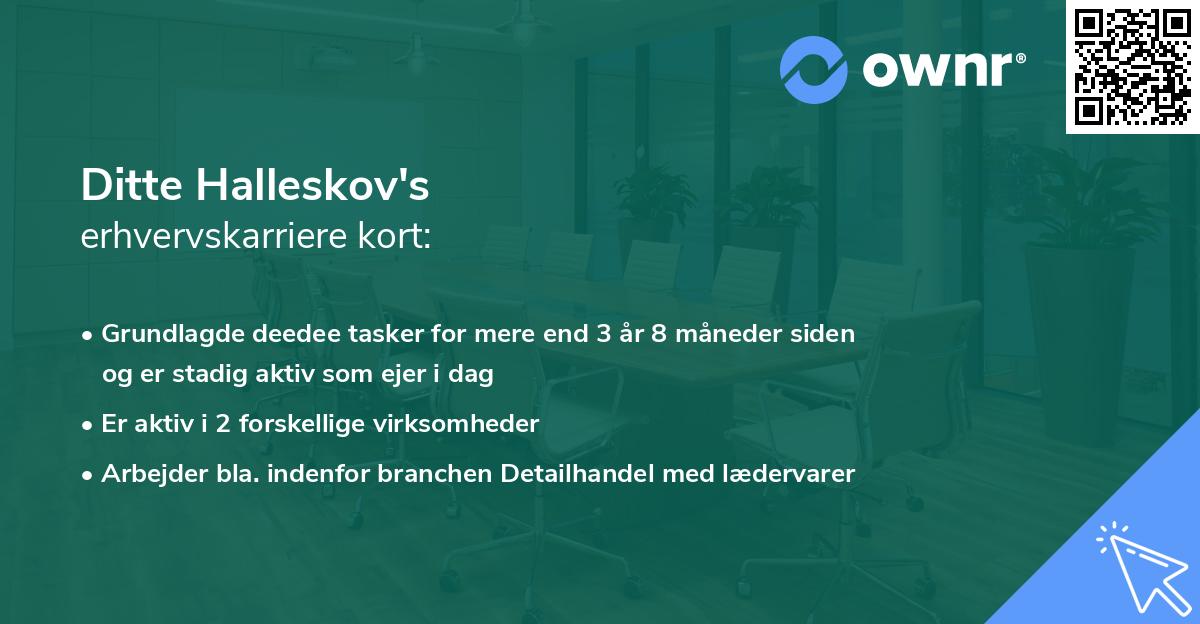 Ditte Halleskov's erhvervskarriere kort