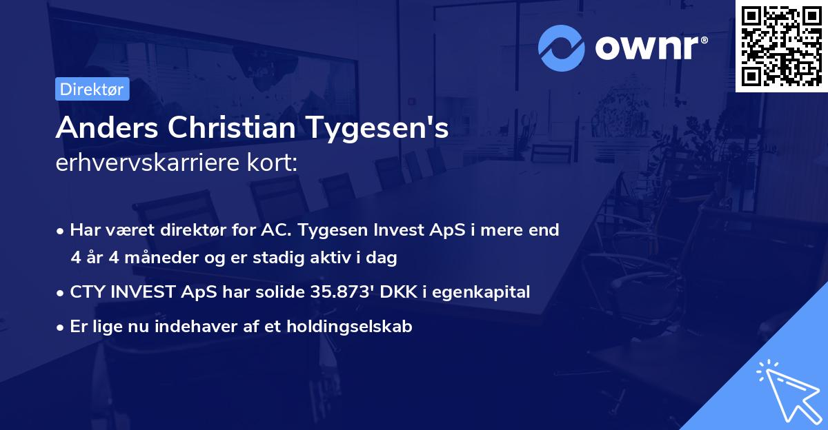 Anders Christian Tygesen's erhvervskarriere kort