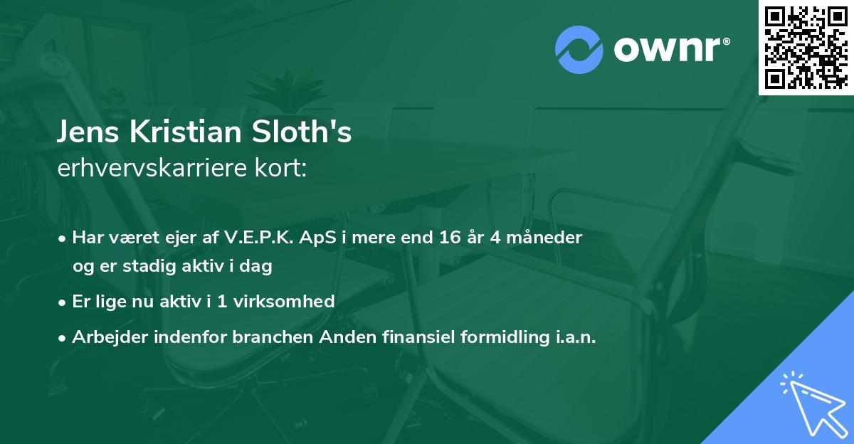 Jens Kristian Sloth's erhvervskarriere kort