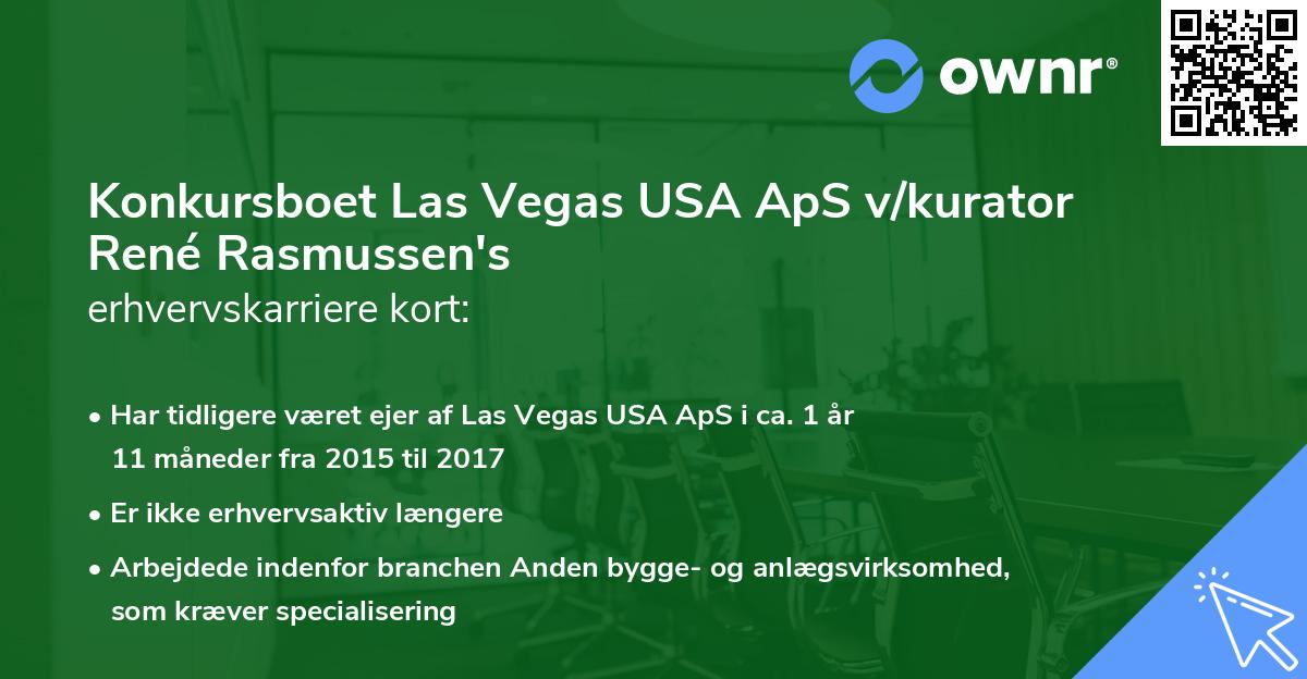 Konkursboet Las Vegas USA ApS v/kurator René Rasmussen's erhvervskarriere kort