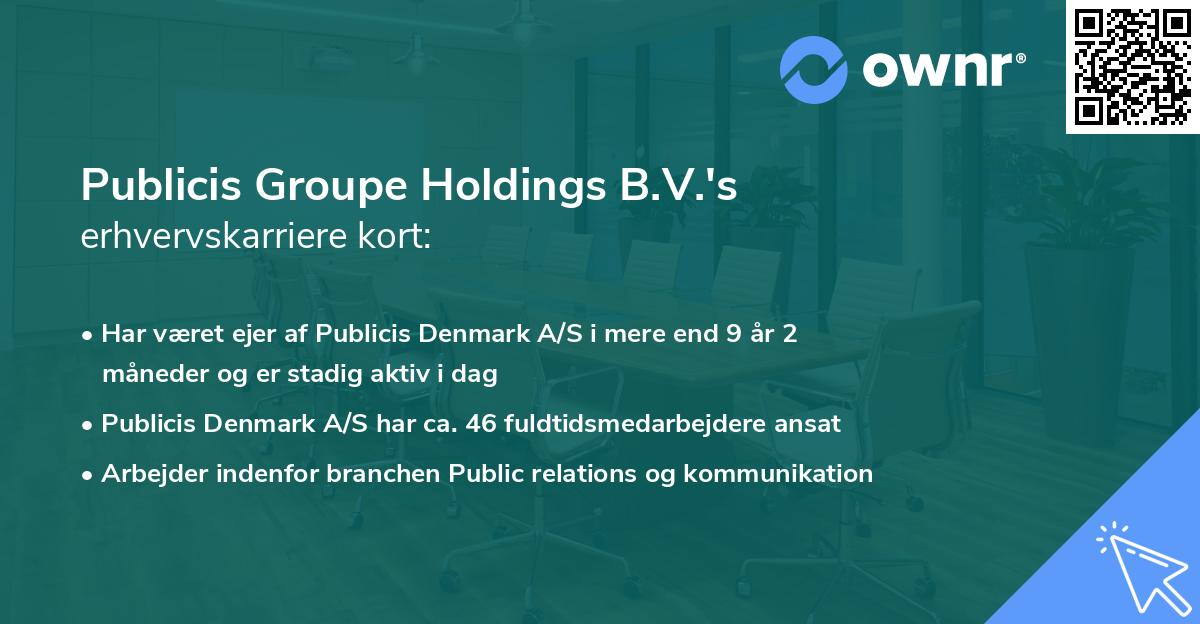 Publicis Groupe Holdings B.V.'s erhvervskarriere kort