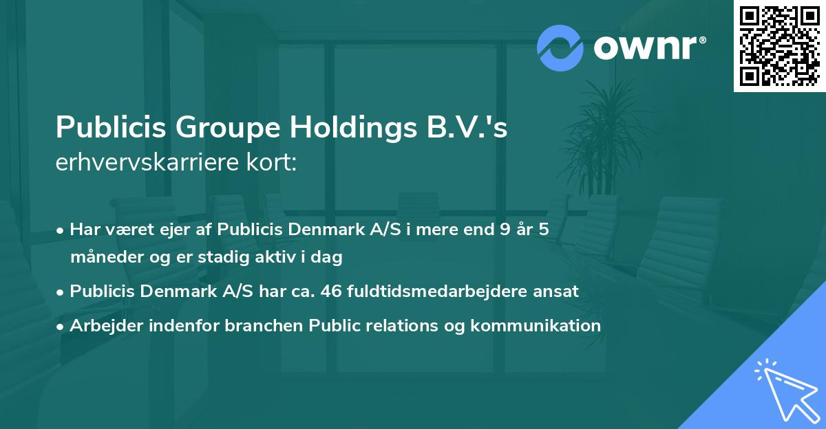 Publicis Groupe Holdings B.V.'s erhvervskarriere kort