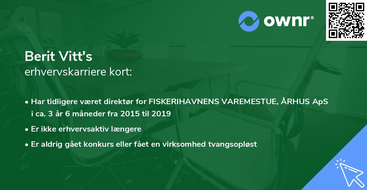 Berit Vitt's erhvervskarriere kort