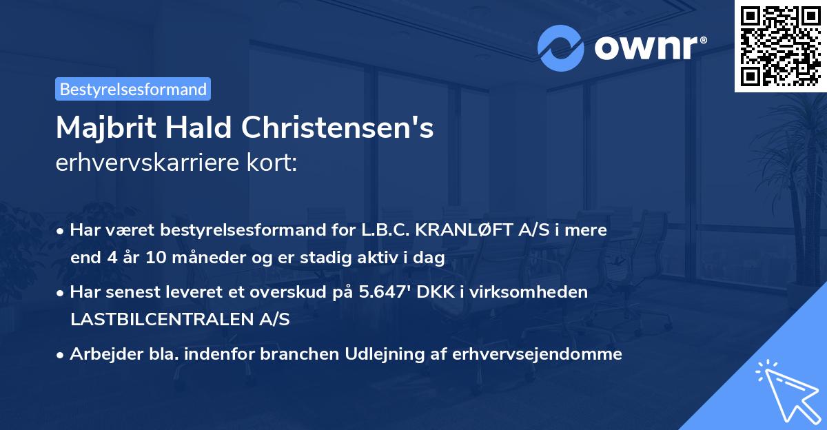 Majbrit Hald Christensen's erhvervskarriere kort