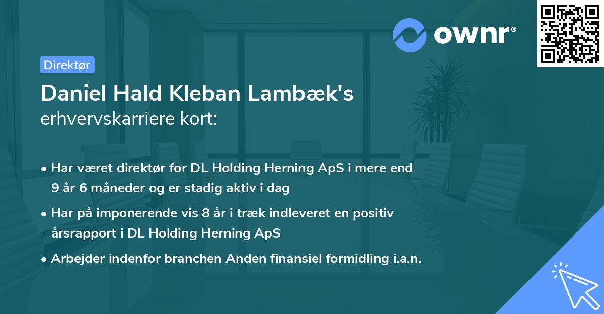 Daniel Hald Kleban Lambæk's erhvervskarriere kort