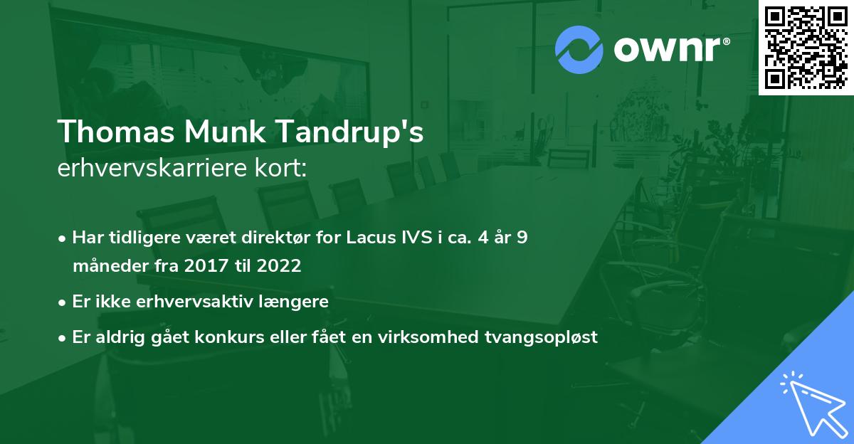Thomas Munk Tandrup's erhvervskarriere kort