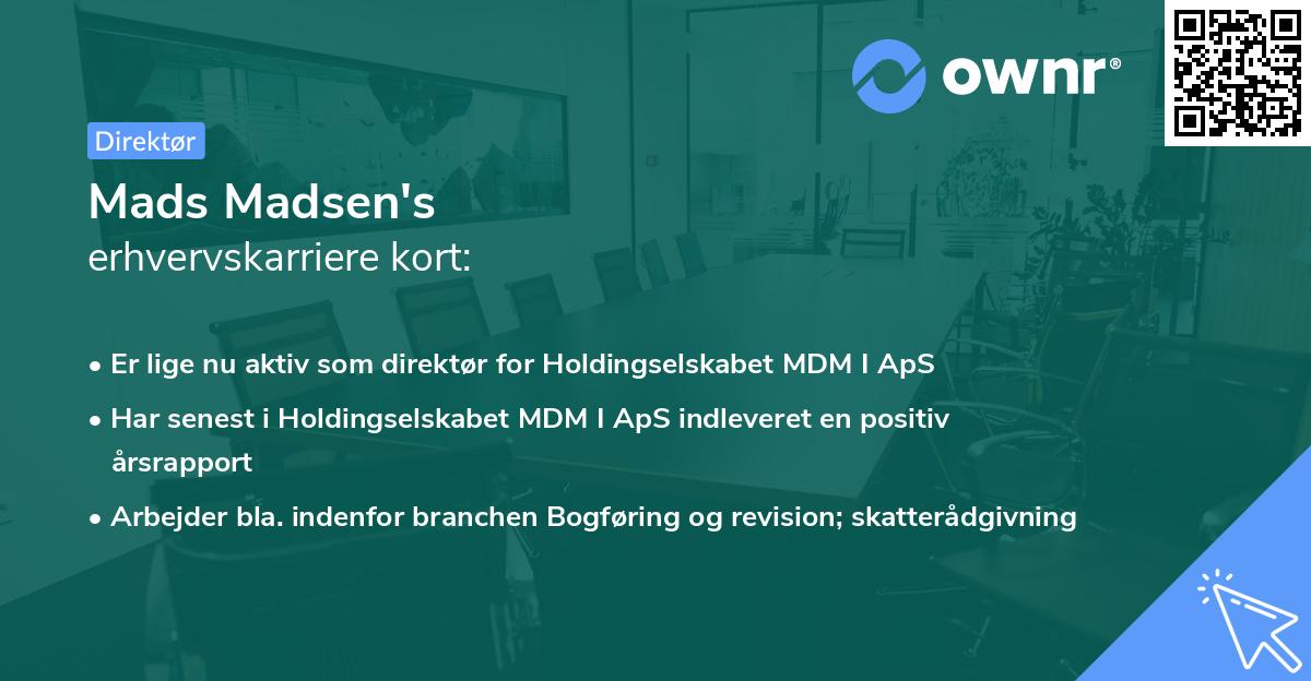Mads Madsen's erhvervskarriere kort