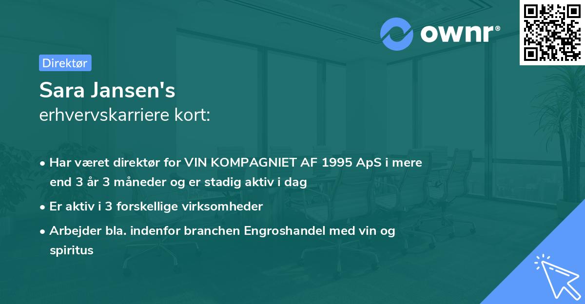 Sara Jansen's erhvervskarriere kort