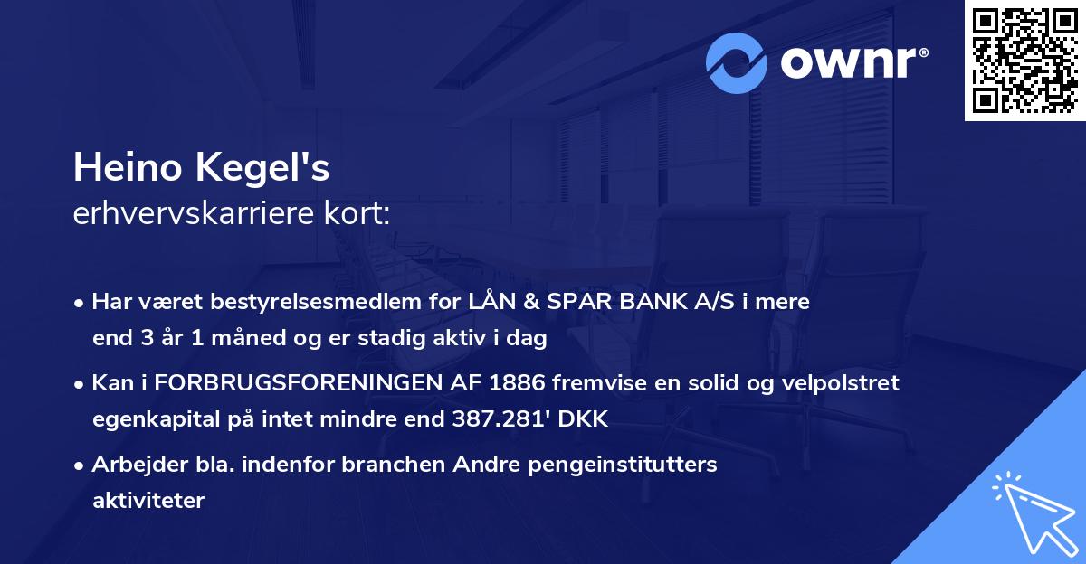 Heino Kegel's erhvervskarriere kort
