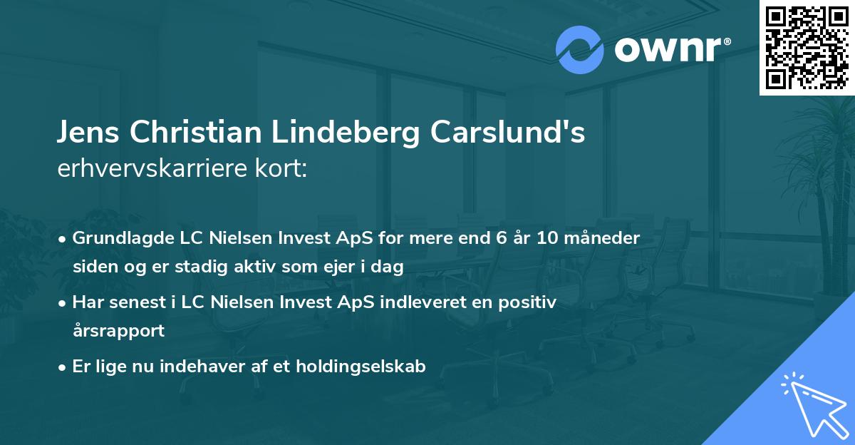 Jens Christian Lindeberg Carslund's erhvervskarriere kort