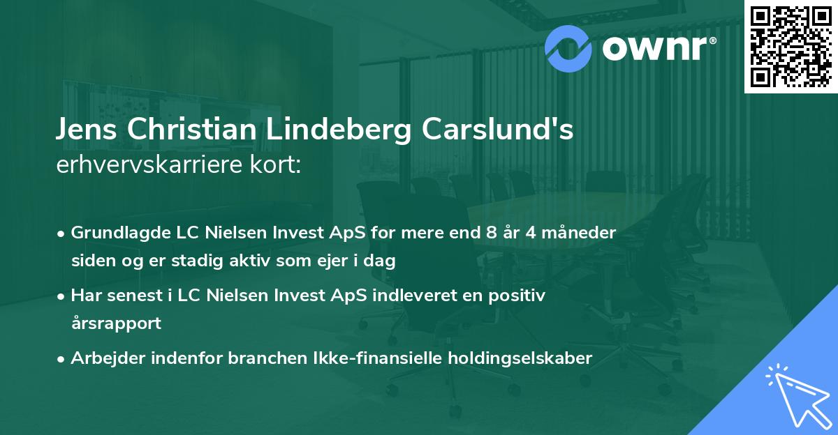 Jens Christian Lindeberg Carslund's erhvervskarriere kort