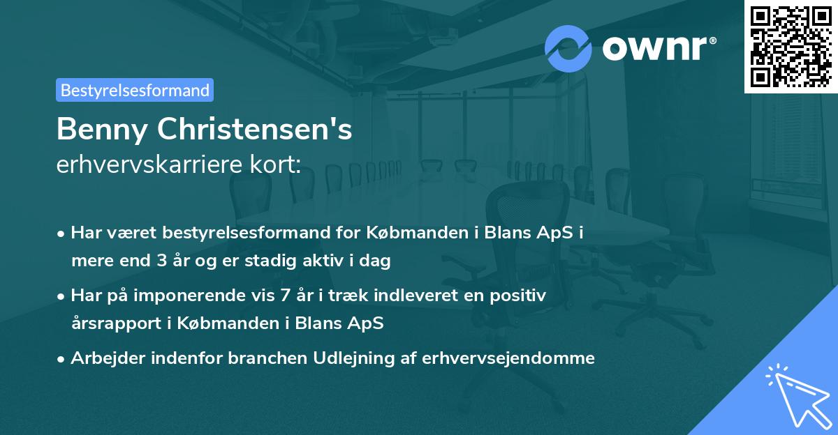 Benny Christensen's erhvervskarriere kort