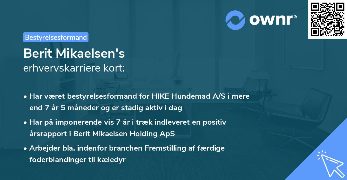 Berit Mikaelsen's erhvervskarriere kort