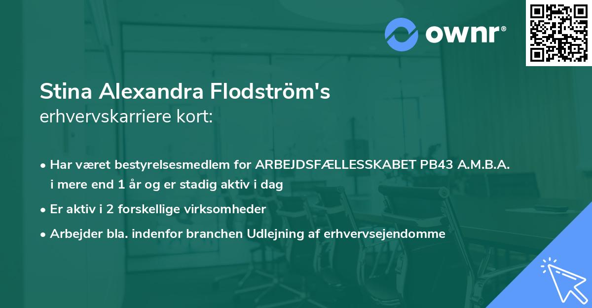 Stina Alexandra Flodström's erhvervskarriere kort