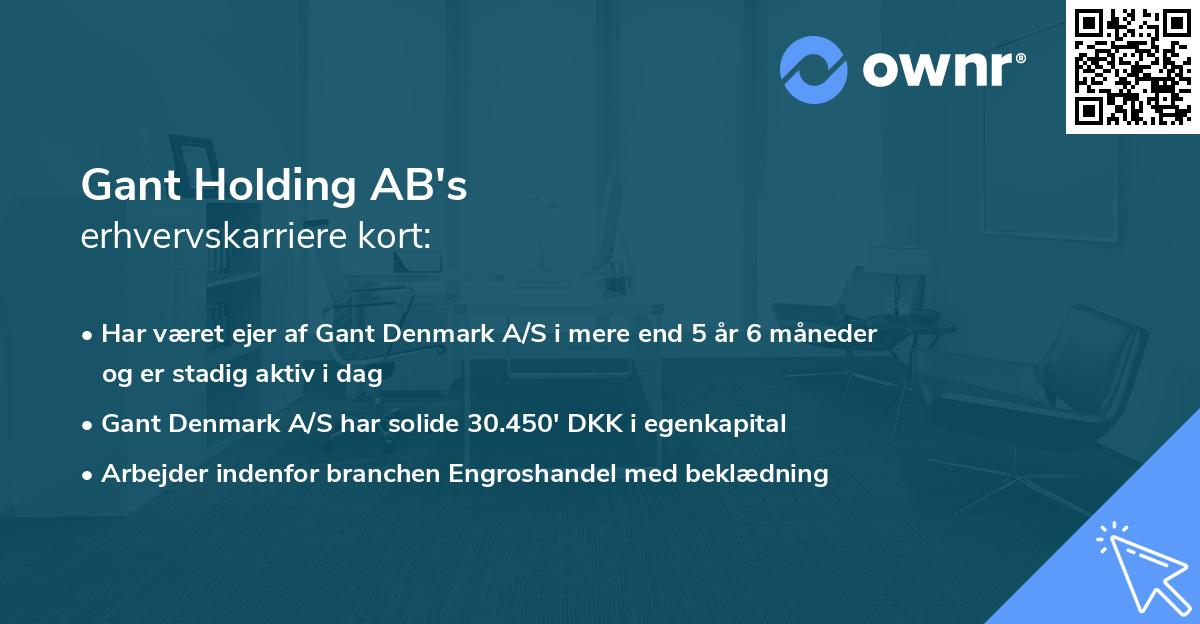 Gant Holding AB's erhvervskarriere kort