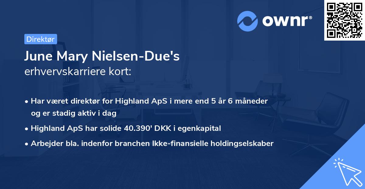 June Mary Nielsen-Due's erhvervskarriere kort