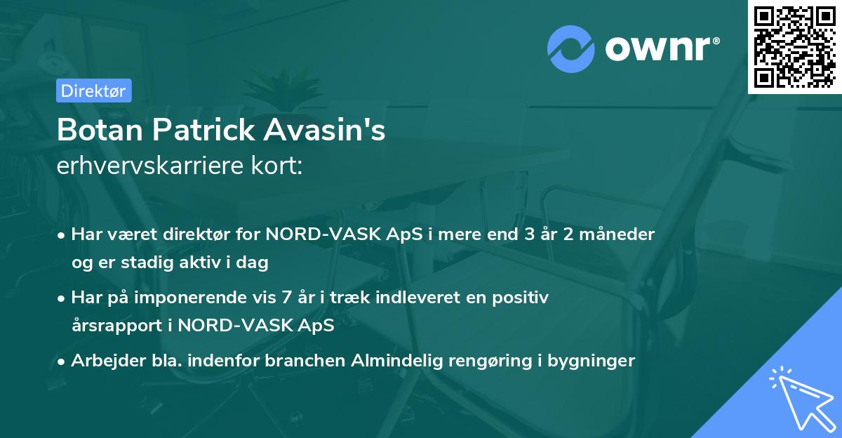 Botan Patrick Avasin's erhvervskarriere kort
