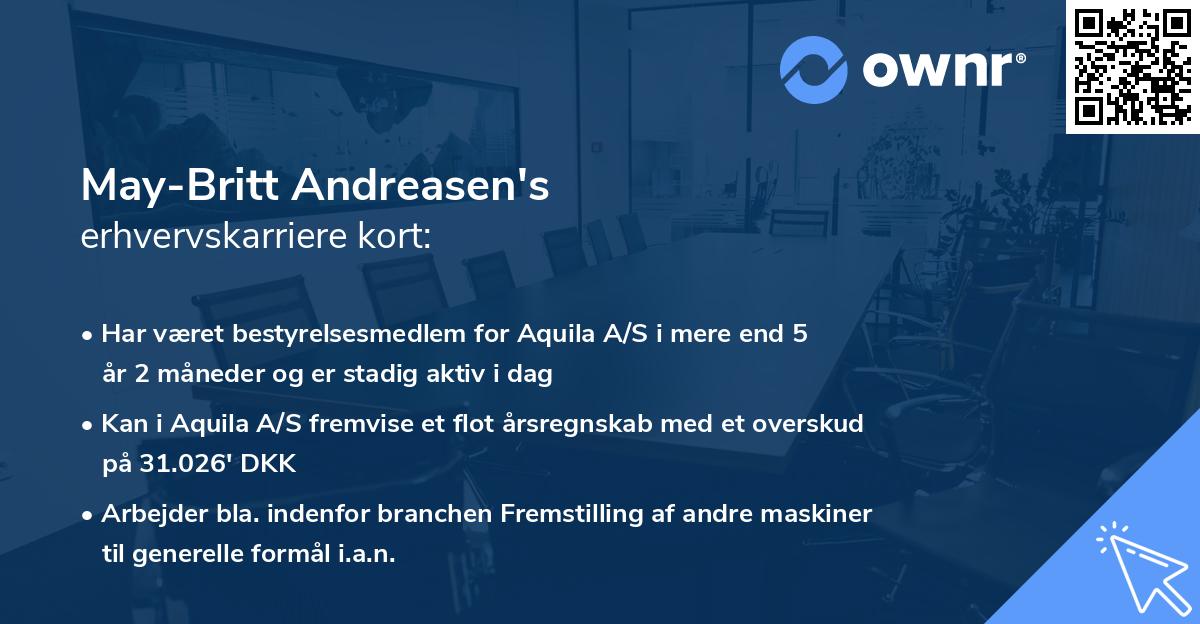 May-Britt Andreasen's erhvervskarriere kort