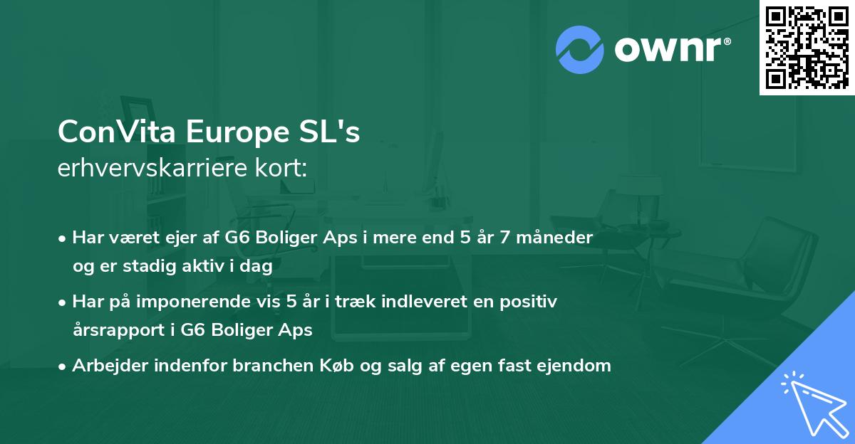 ConVita Europe SL's erhvervskarriere kort