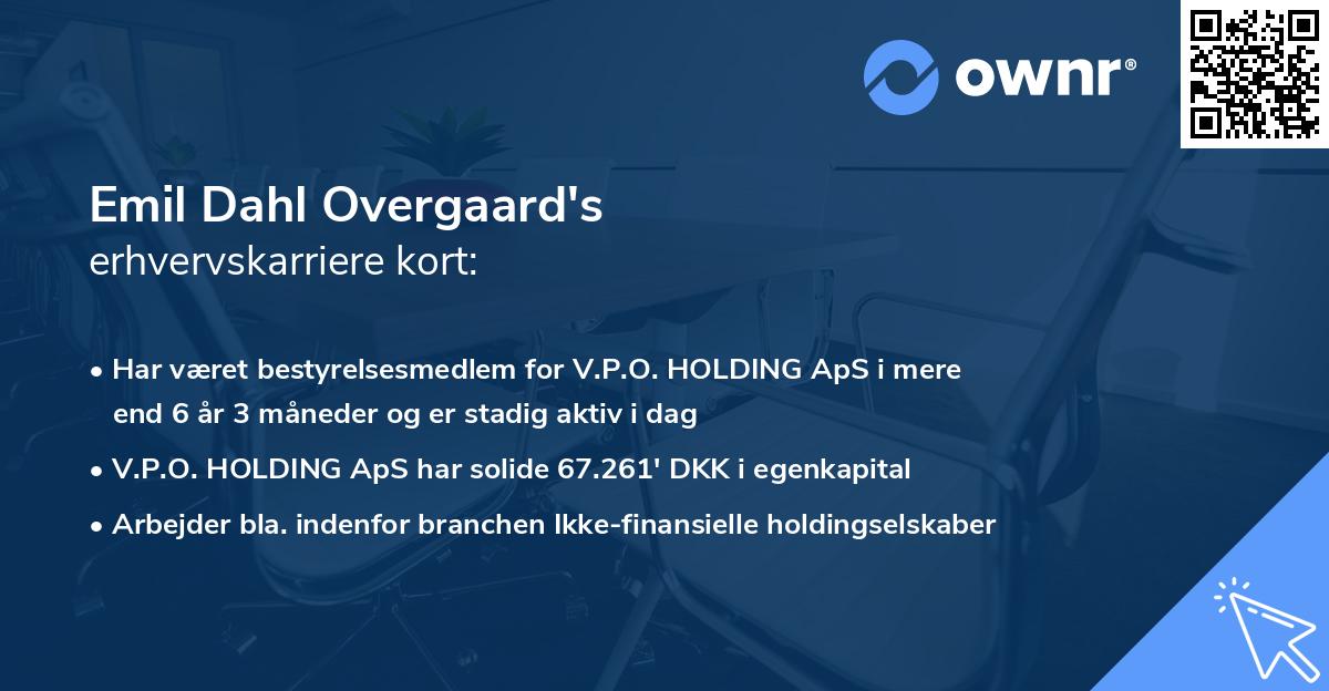 Emil Dahl Overgaard's erhvervskarriere kort