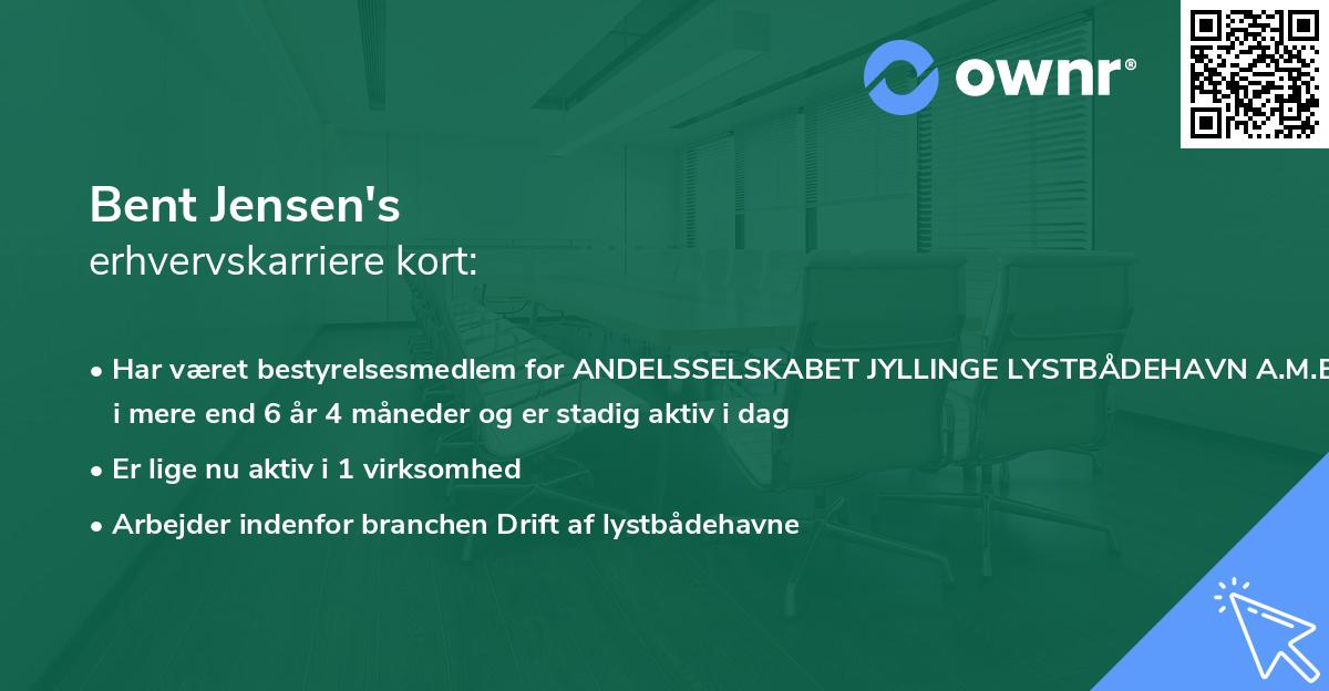 Bent Jensen's erhvervskarriere kort