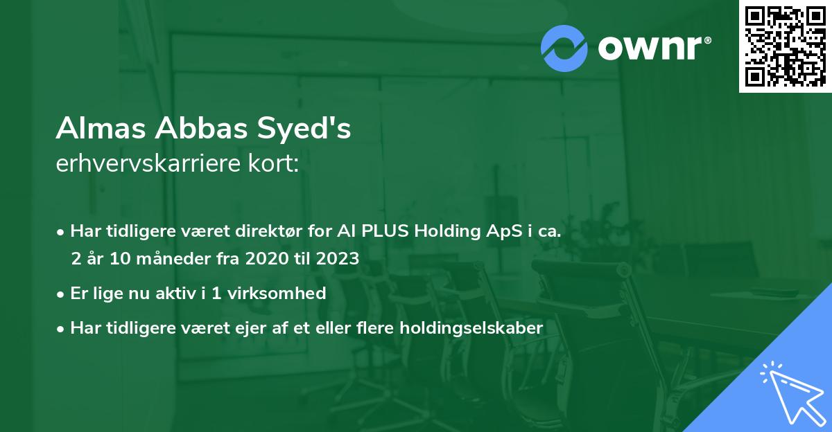 Almas Abbas Syed's erhvervskarriere kort