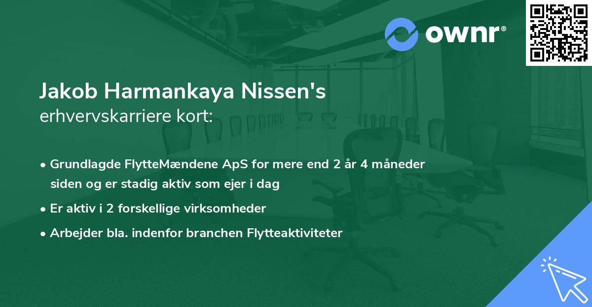 Jakob Harmankaya Nissen's erhvervskarriere kort