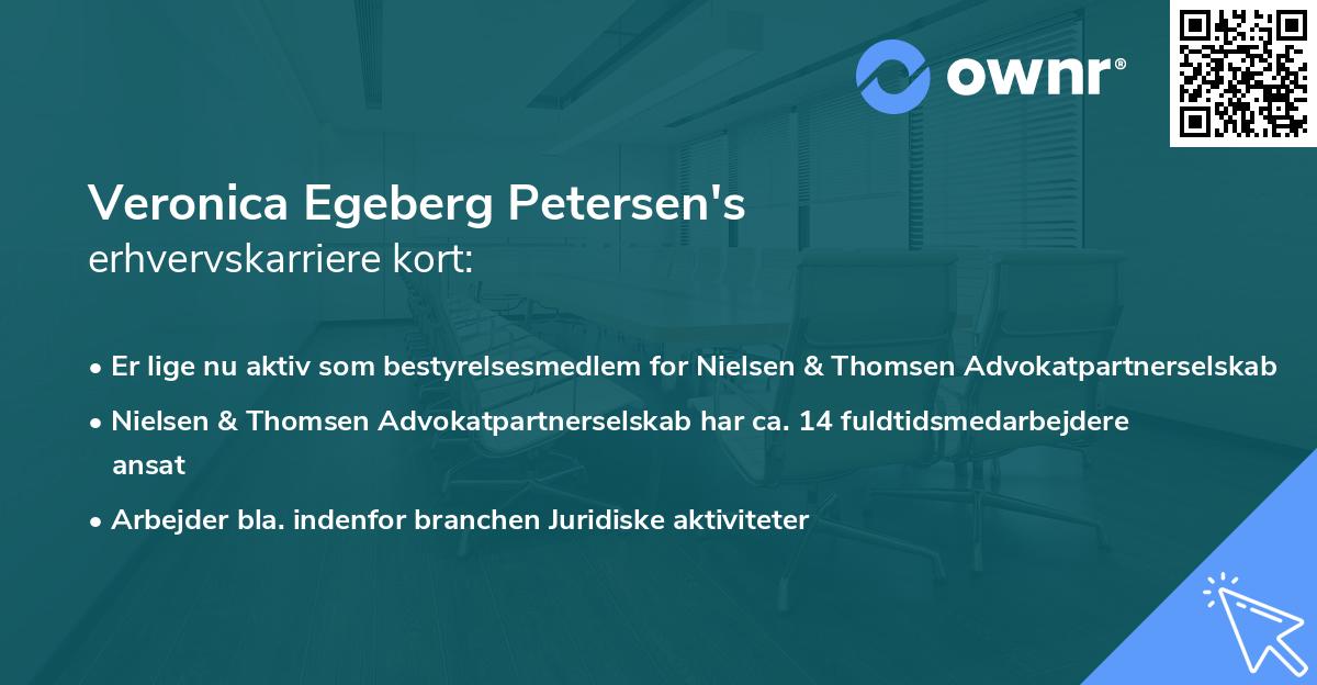 Veronica Egeberg Petersen's erhvervskarriere kort
