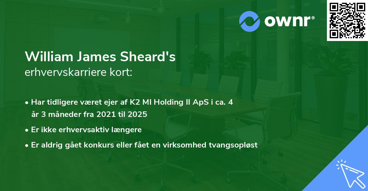 William James Sheard's erhvervskarriere kort