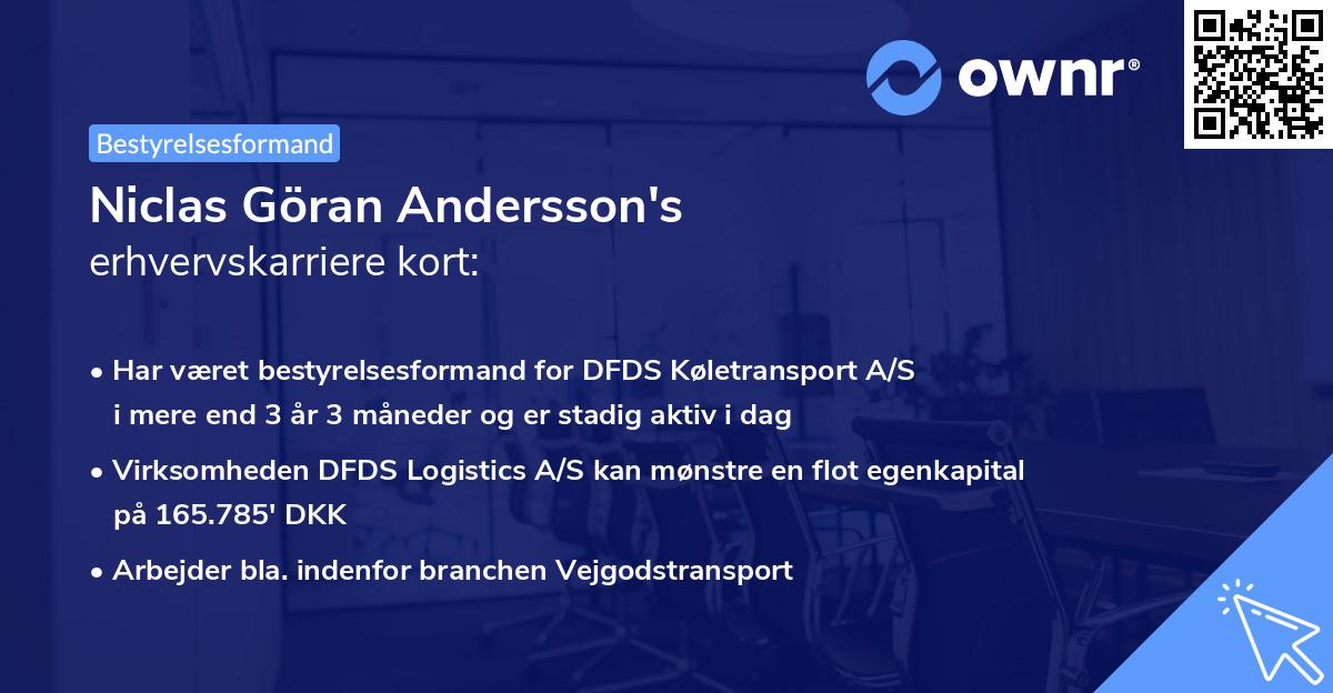 Niclas Göran Andersson's erhvervskarriere kort