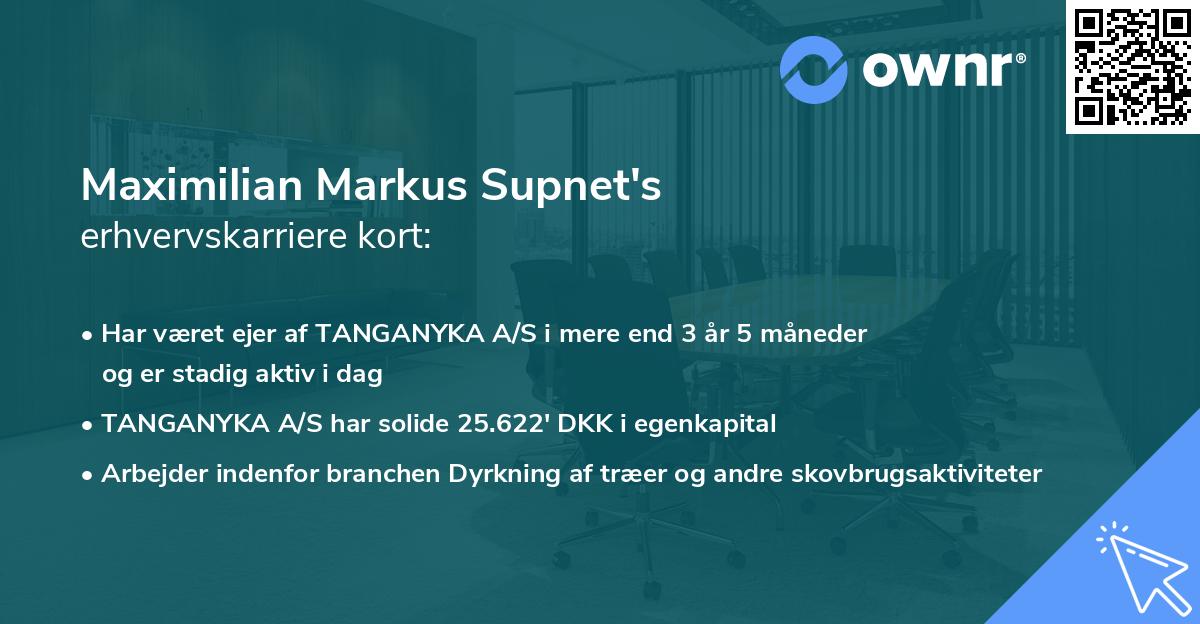 Maximilian Markus Supnet's erhvervskarriere kort