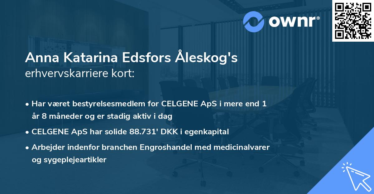 Anna Katarina Edsfors Åleskog's erhvervskarriere kort