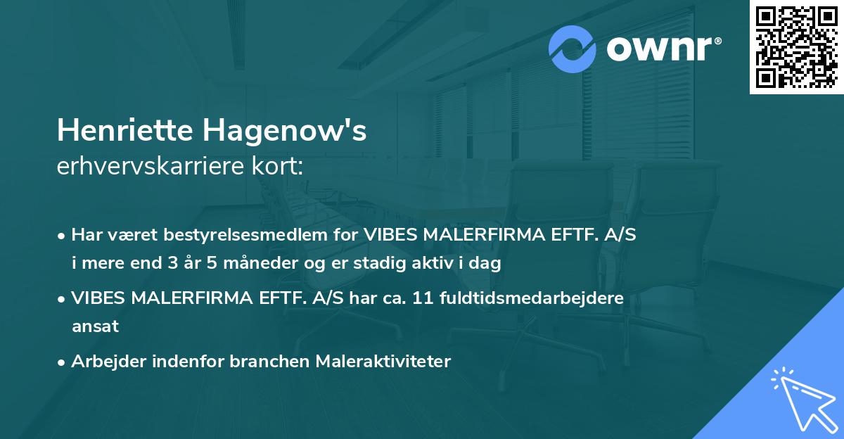 Henriette Hagenow's erhvervskarriere kort
