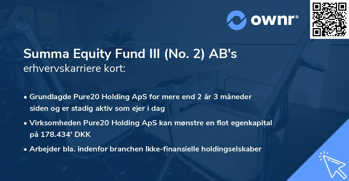 Summa Equity Fund III (No. 2) AB's erhvervskarriere kort