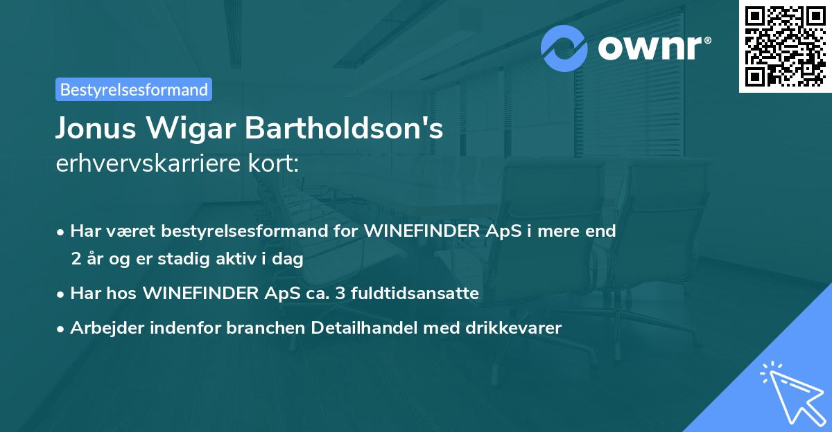 Jonus Wigar Bartholdson's erhvervskarriere kort