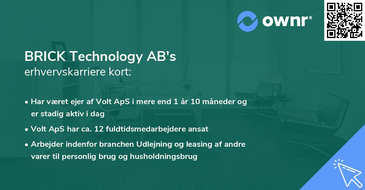 BRICK Technology AB's erhvervskarriere kort