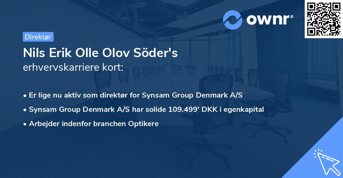 Nils Erik Olle Olov Söder's erhvervskarriere kort