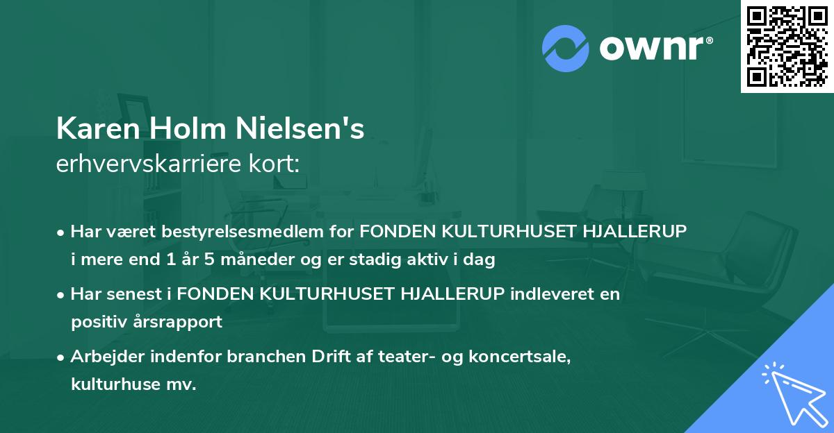 Karen Holm Nielsen's erhvervskarriere kort