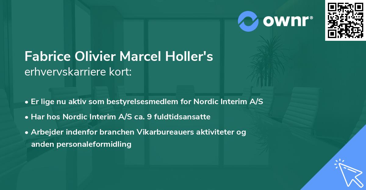 Fabrice Olivier Marcel Holler's erhvervskarriere kort