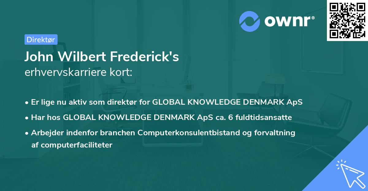 John Wilbert Frederick's erhvervskarriere kort