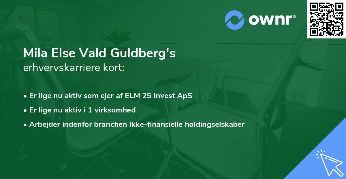 Mila Else Vald Guldberg's erhvervskarriere kort