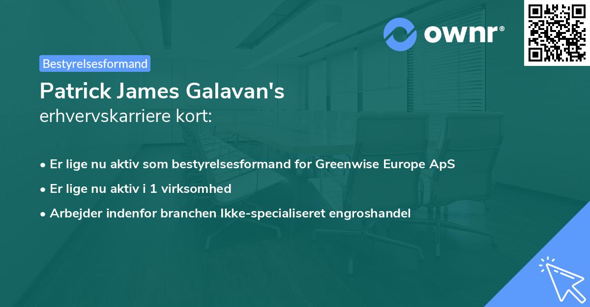 Patrick James Galavan's erhvervskarriere kort