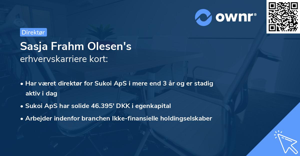 Sasja Frahm Olesen's erhvervskarriere kort