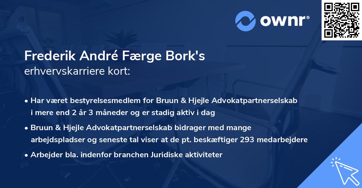 Frederik André Færge Bork's erhvervskarriere kort