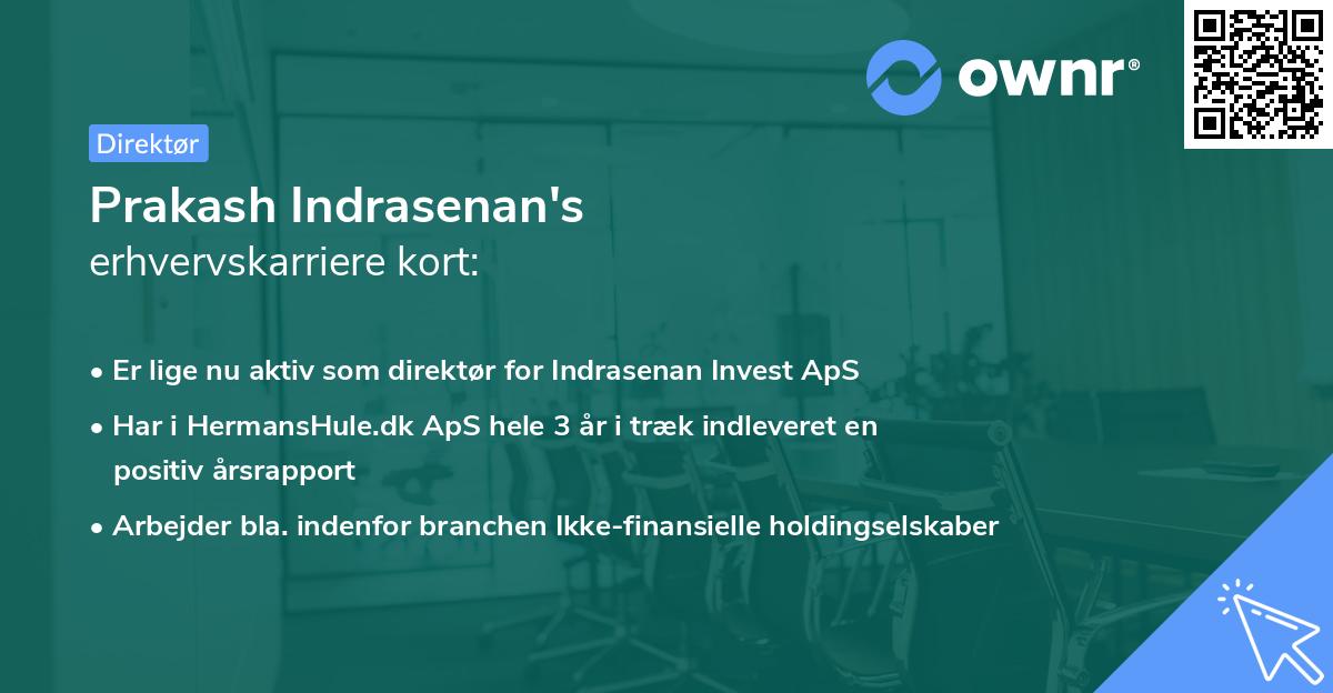 Prakash Indrasenan's erhvervskarriere kort