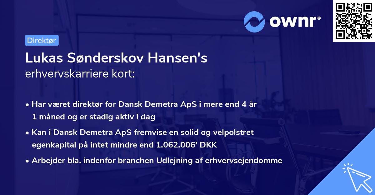 Lukas Sønderskov Hansen's erhvervskarriere kort