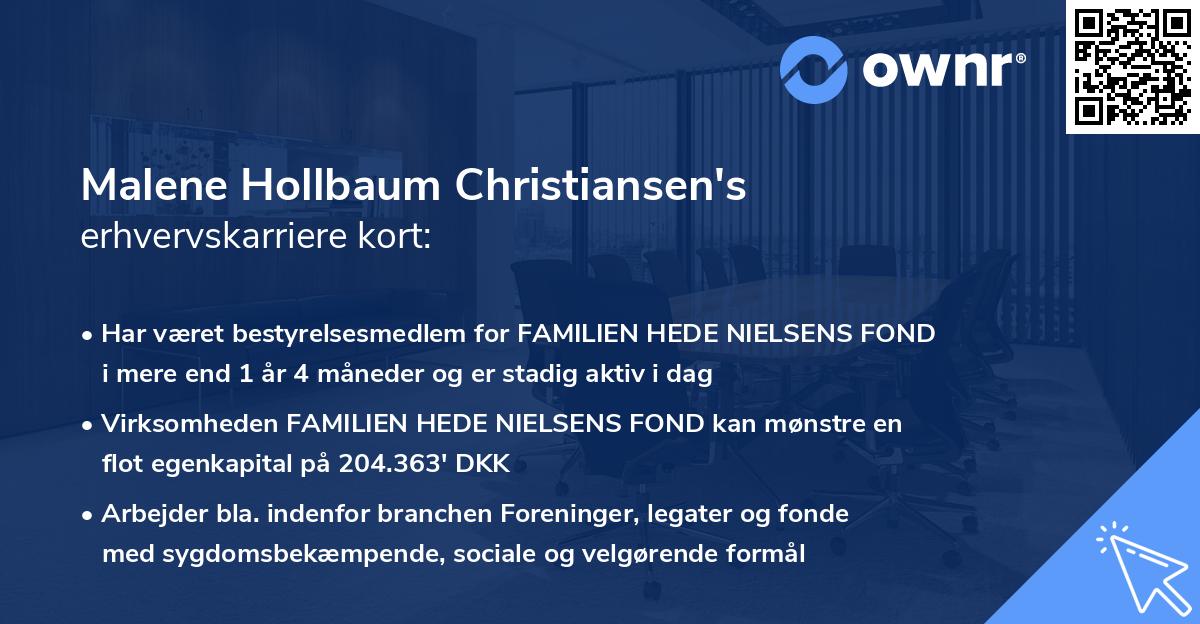 Malene Hollbaum Christiansen's erhvervskarriere kort