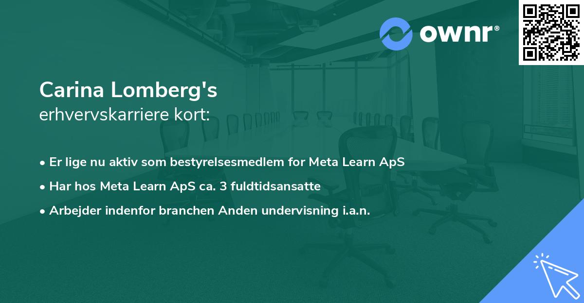 Carina Lomberg's erhvervskarriere kort